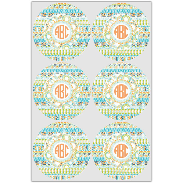 Teal Ribbons & Labels Icing Circle - Large - Set of 6