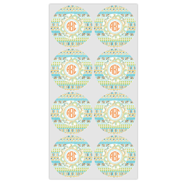 Teal Ribbons & Labels Icing Circle - Medium - Set of 8