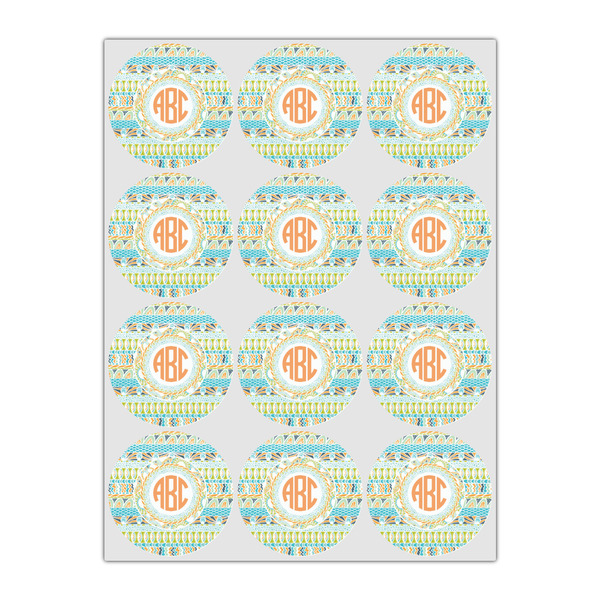 Teal Ribbons & Labels Icing Circle - Small - Set of 12