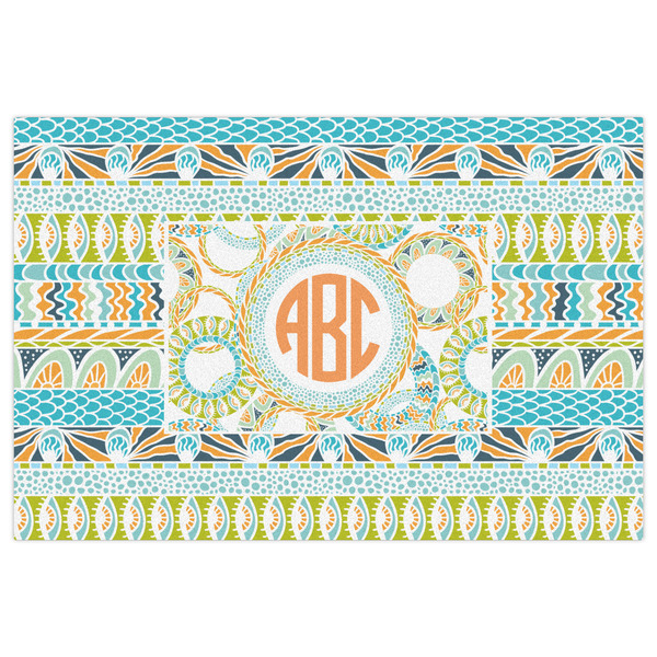 Teal Ribbons & Labels Indoor / Outdoor Rug - 2'x3' - Front Flat