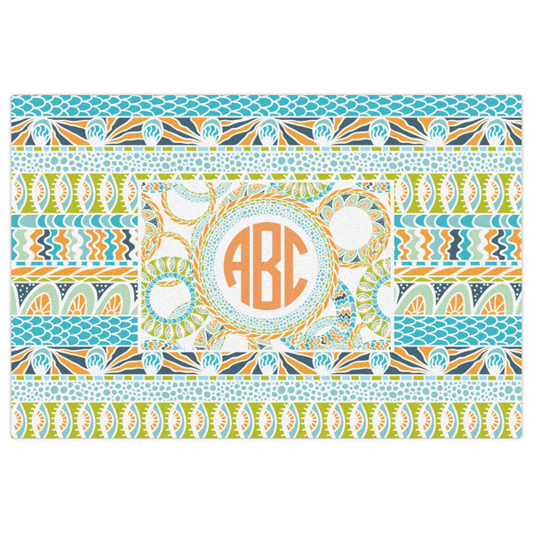Teal Ribbons & Labels Indoor / Outdoor Rug - 4'x6' - Front Flat