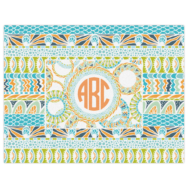 Teal Ribbons & Labels Indoor / Outdoor Rug - 6'x8' - Front Flat