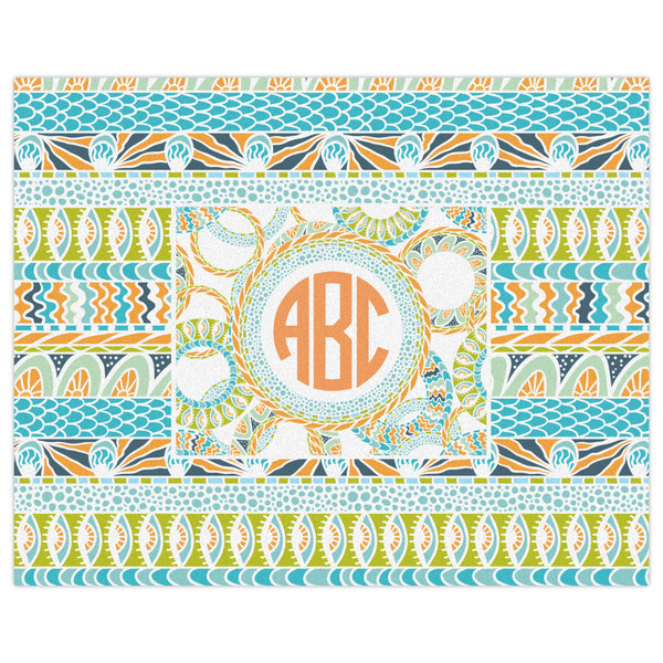 Teal Ribbons & Labels Indoor / Outdoor Rug - 8'x10' - Front Flat