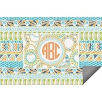 Teal Ribbons & Labels Indoor / Outdoor Rug - 6'x8' w/ Monogram