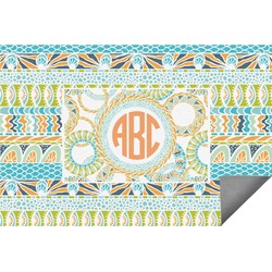Teal Ribbons & Labels Indoor / Outdoor Rug (Personalized)