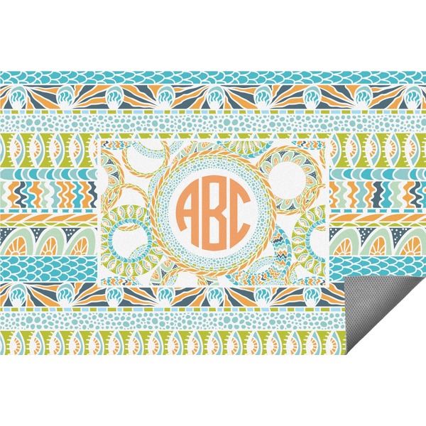 Custom Teal Ribbons & Labels Indoor / Outdoor Rug (Personalized)