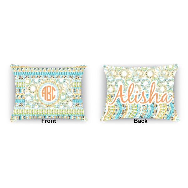 Teal Ribbons & Labels  Indoor Rectangular Burlap Pillow (Front and Back)