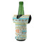 Teal Ribbons & Labels Jersey Bottle Cooler - ANGLE (on bottle)