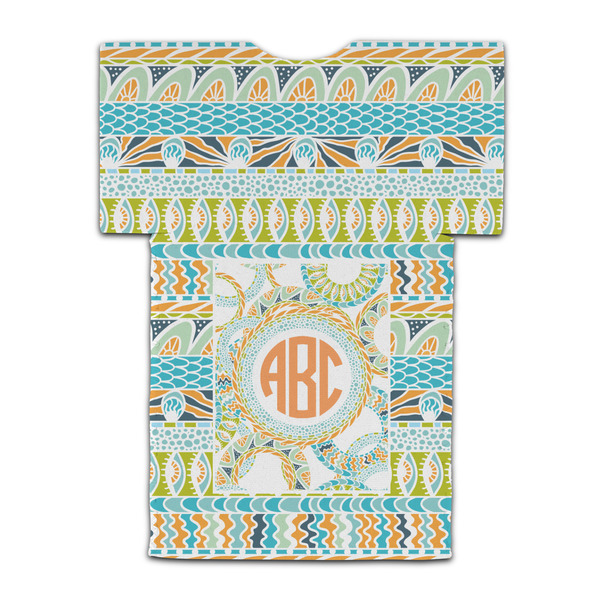 Teal Ribbons & Labels Jersey Bottle Cooler - BACK (flat)