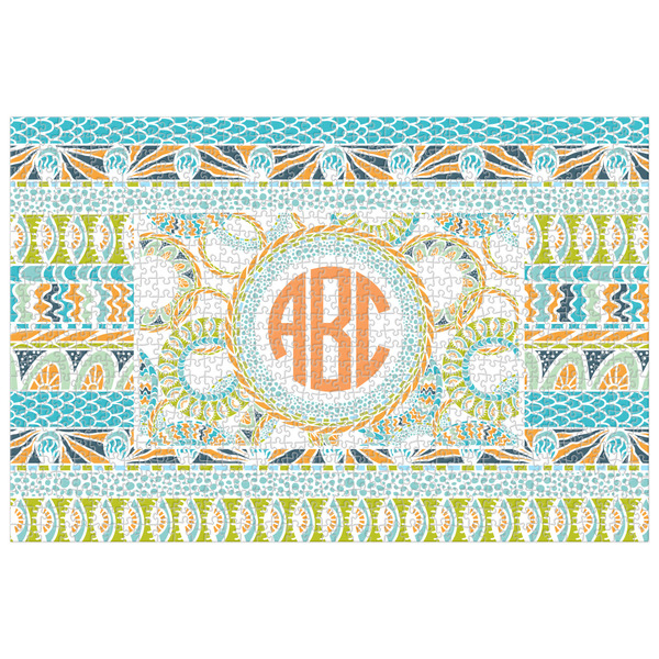 Custom Teal Ribbons & Labels Jigsaw Puzzle - 1000-piece (Personalized)