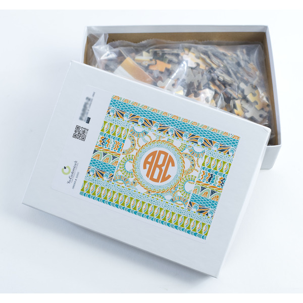 Teal Ribbons & Labels Jigsaw Puzzle 252 Piece - Box