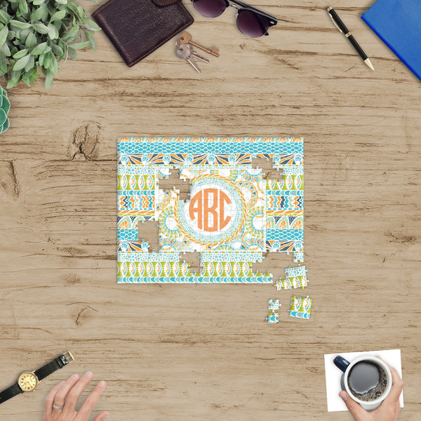 Teal Ribbons & Labels Jigsaw Puzzle 252 Piece - In Context