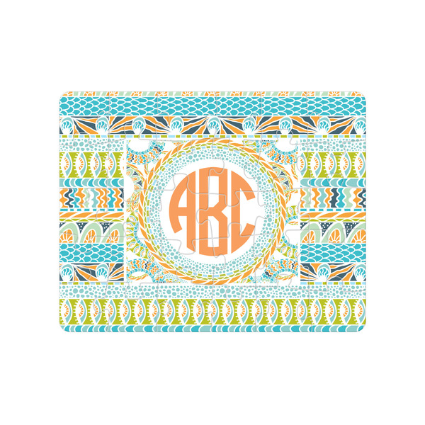Custom Teal Ribbons & Labels Jigsaw Puzzles (Personalized)