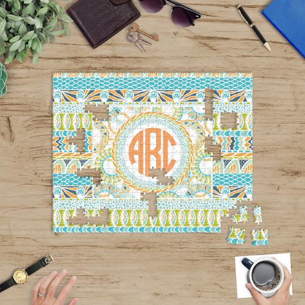 Teal Ribbons & Labels Jigsaw Puzzle 500 Piece - In Context