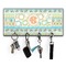 Teal Ribbons & Labels Key Hanger w/ 4 Hooks & Keys