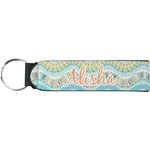 Teal Ribbons & Labels Neoprene Keychain Fob (Personalized)