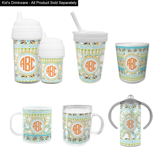 Teal Ribbons & Labels Kid's Drinkware - Customized & Personalized
