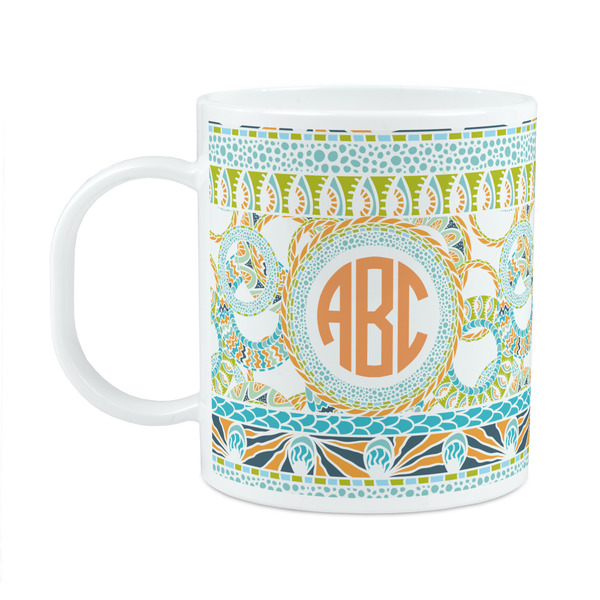 Custom Teal Ribbons & Labels Plastic Kids Mug (Personalized)