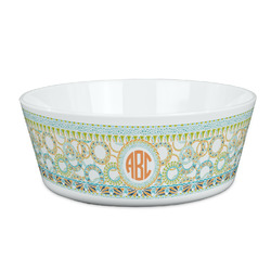Teal Ribbons & Labels Kid's Bowl (Personalized)