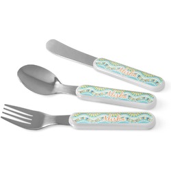 Teal Ribbons & Labels Kid's Flatware (Personalized)