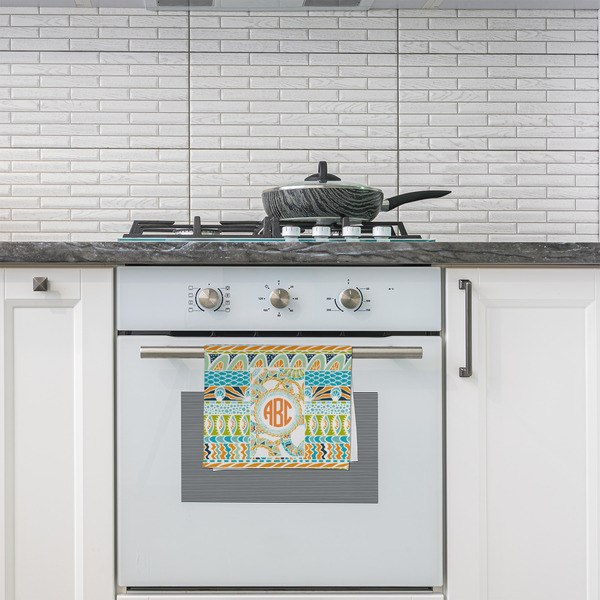 Teal Ribbons & Labels Kitchen Towel - Poly Cotton - Lifestyle