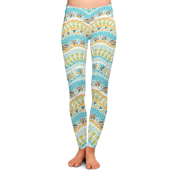Custom Teal Ribbons & Labels Ladies Leggings - Extra Small