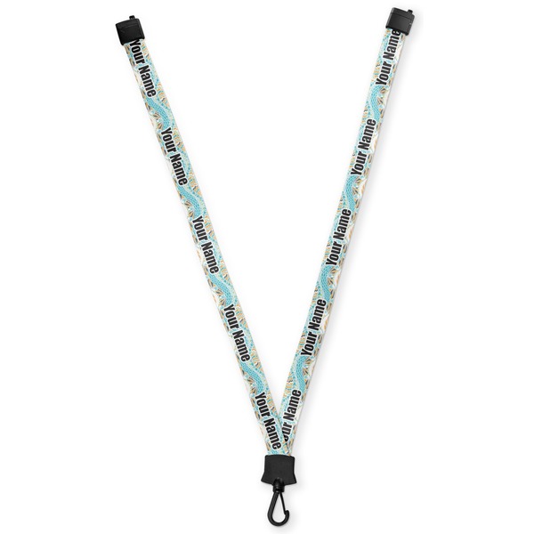 Custom Teal Ribbons & Labels Lanyard (Personalized)