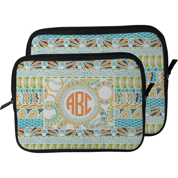 Teal Ribbons & Labels Laptop Sleeve (Size Comparison)