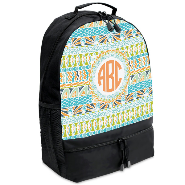 Custom Teal Ribbons & Labels Backpacks - Black (Personalized)
