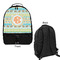 Teal Ribbons & Labels Large Backpack - Black - Front & Back View