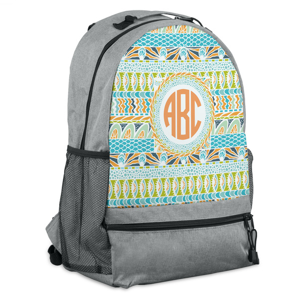 Custom Teal Ribbons & Labels Backpack - Grey (Personalized)