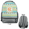 Teal Ribbons & Labels Large Backpack - Gray - Front & Back View