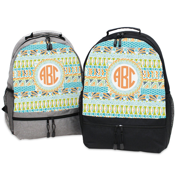 Teal Ribbons & Labels Large Backpacks - Both