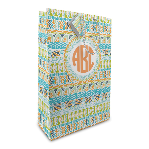 Custom Teal Ribbons & Labels Large Gift Bag (Personalized)