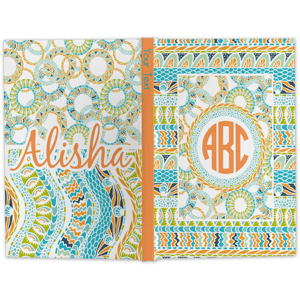 Teal Ribbons & Labels Large Hard Cover Journal - Apvl