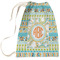 Teal Ribbons & Labels Large Laundry Bag - Front View