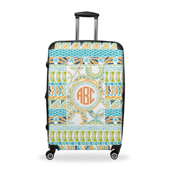 Teal Ribbons & Labels Suitcase - 28" Large - Checked w/ Monogram