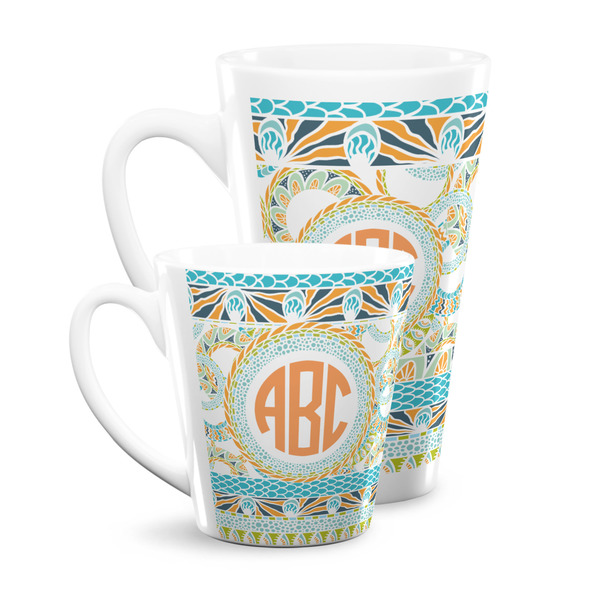 Teal Ribbons & Labels Latte Mugs Main