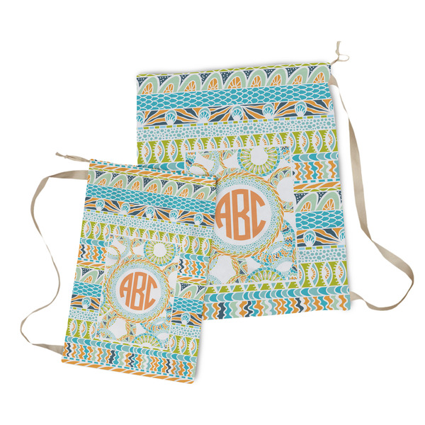 Teal Ribbons & Labels Laundry Bag - Both Bags