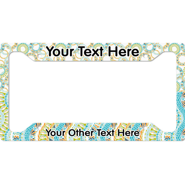 Custom Teal Ribbons & Labels License Plate Frame (Personalized)