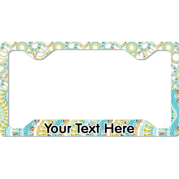 Custom Teal Ribbons & Labels License Plate Frame - Style C (Personalized)