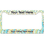 Teal Ribbons & Labels License Plate Frame - Style B (Personalized)