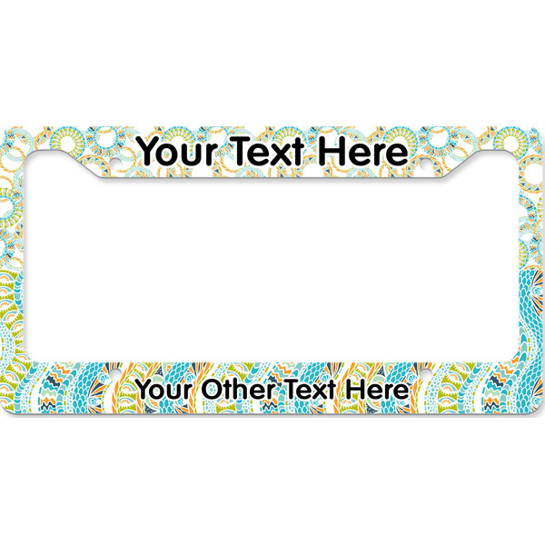 Custom Teal Ribbons & Labels License Plate Frame - Style B (Personalized)