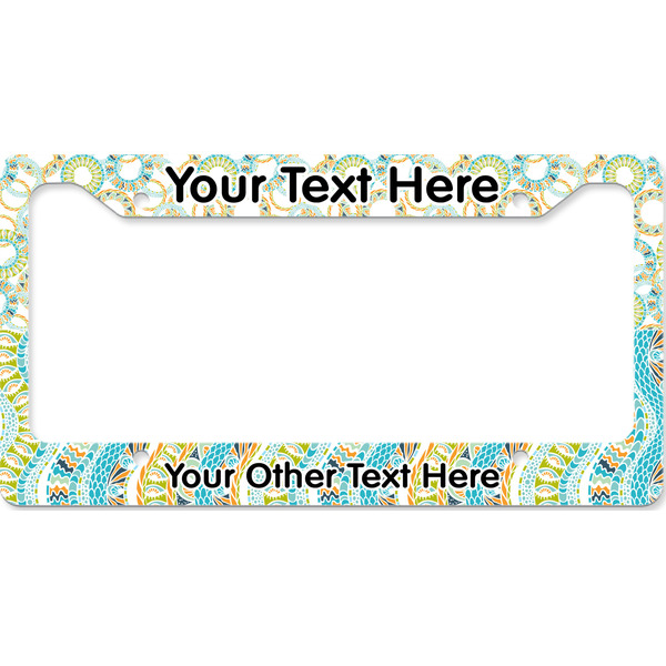 Teal Ribbons & Labels License Plate Frame Wide