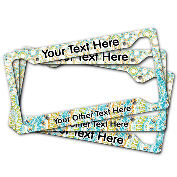 Teal Ribbons & Labels License Plate Frames - (PARENT MAIN)