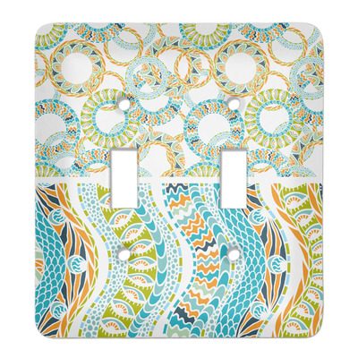 Teal Ribbons & Labels Light Switch Cover (2 Toggle Plate) (Personalized)