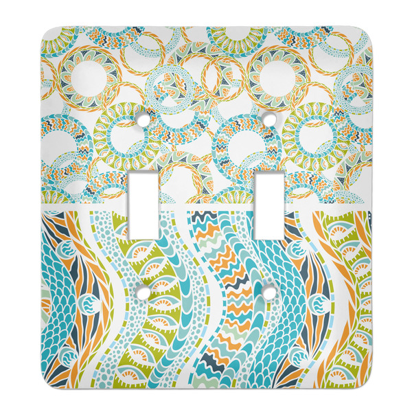 Custom Teal Ribbons & Labels Light Switch Cover (2 Toggle Plate)