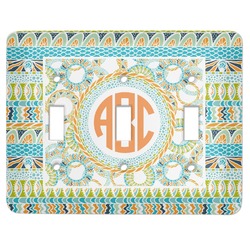 Teal Ribbons & Labels Light Switch Cover (3 Toggle Plate)