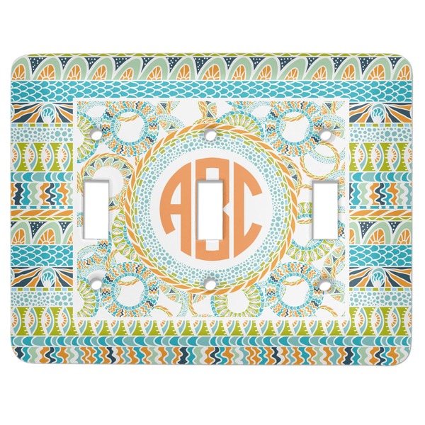 Custom Teal Ribbons & Labels Light Switch Cover (3 Toggle Plate)