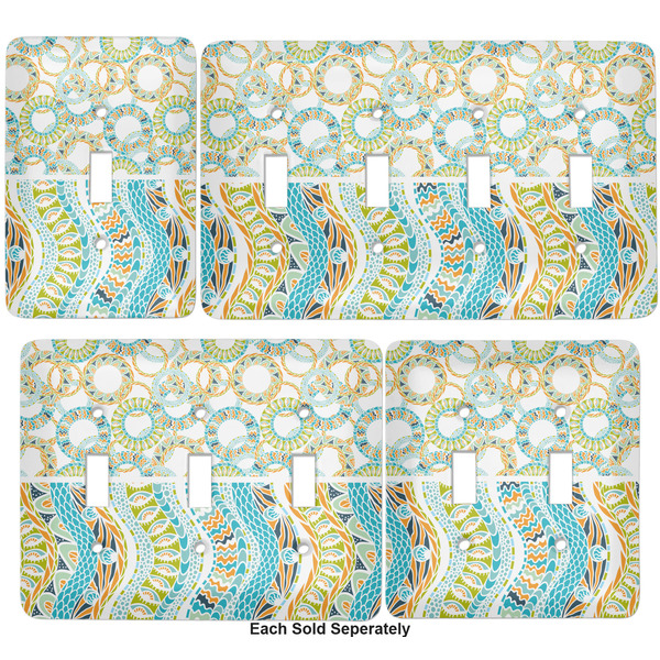 Teal Ribbons & Labels Light Switch Covers all sizes
